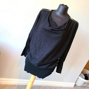 Black Zipper Shoulder top